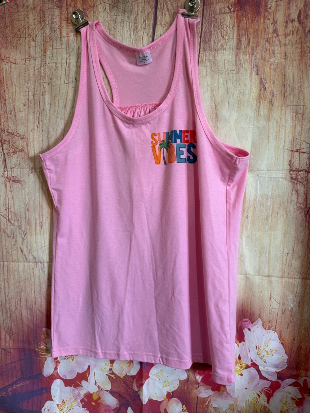 Pink "Summer Vibes" Graphic Tank Top